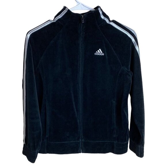 Adidas Girls' Black Iconic Tricot Jogger Full-Zip Jacket Iridescence Stripes Sz - Picture 5 of 7